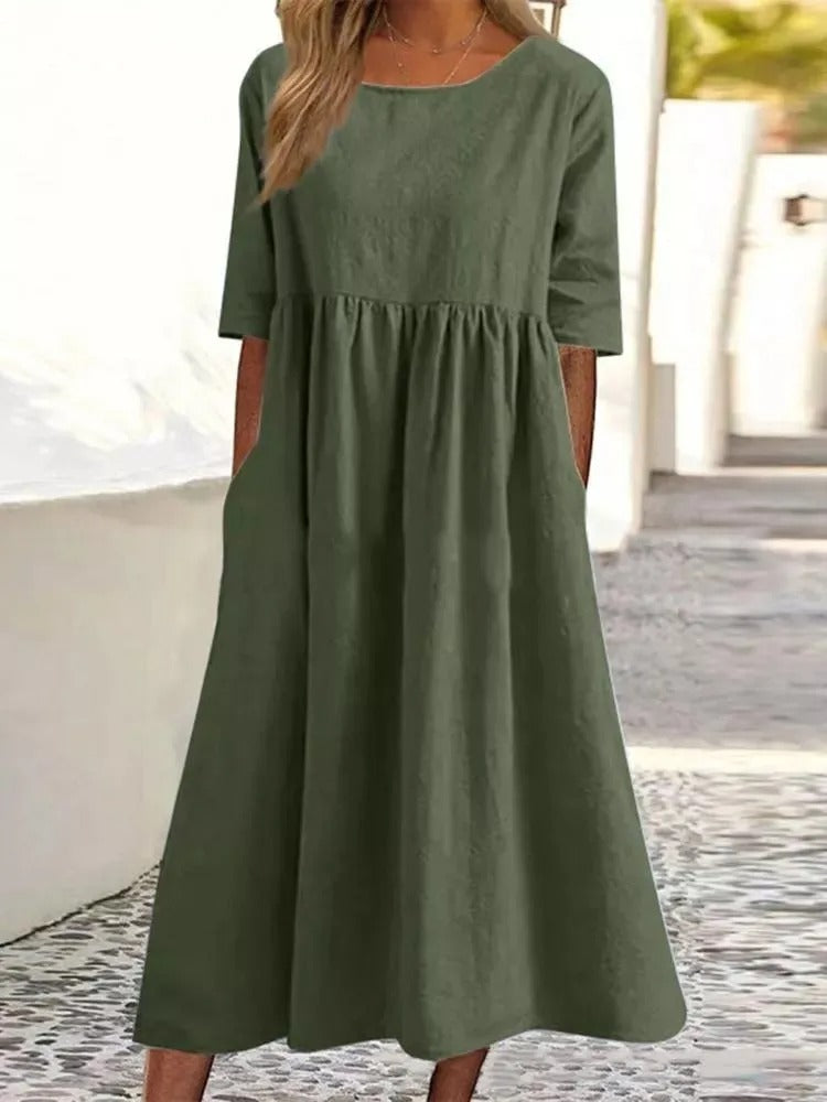 Helena | Robe midi élégante avec Couverture du Ventre